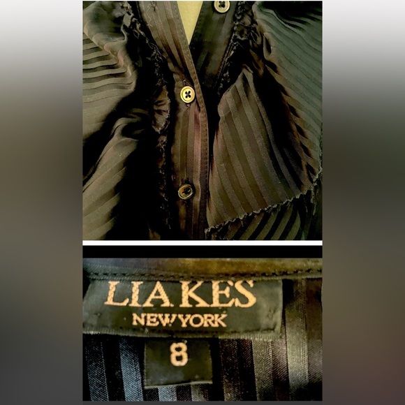 LIA KES Tuxedo button down blouse - Picture 2 of 5